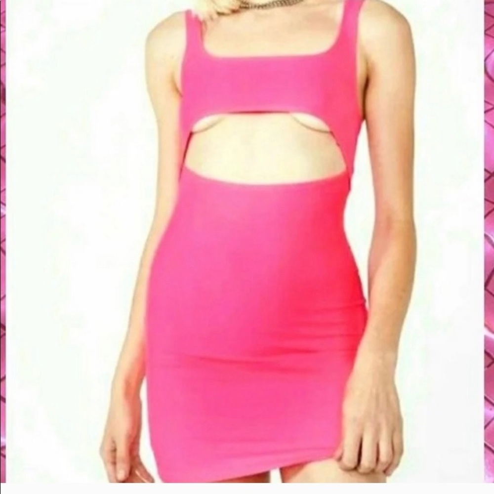 Dolls Kill Motel Neon Pink Dress